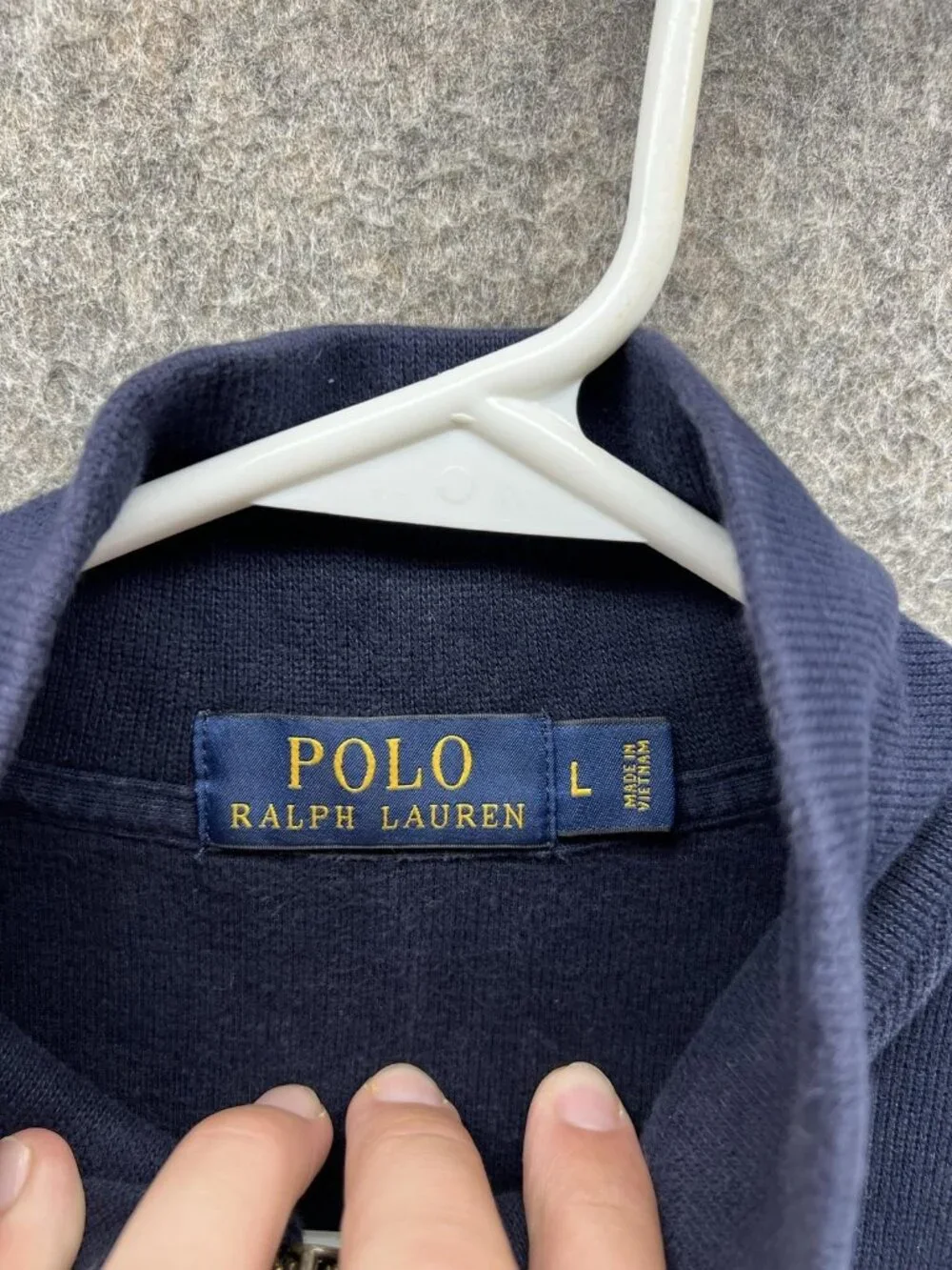 Polo Ralph Lauren Sweatshirt Mens Large Blue 1/4 Zip Mock Neck Pony Pullover